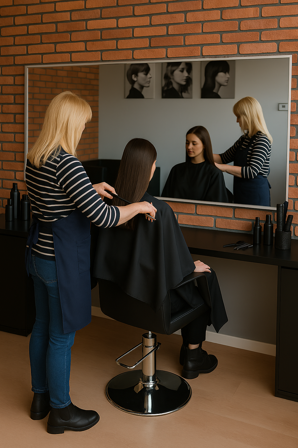 Olena Pavlenko fryzjerka ze Studio Urody Ameliia podczas strzyżenia klientki w salonie fryzjerskim w Szczecinie